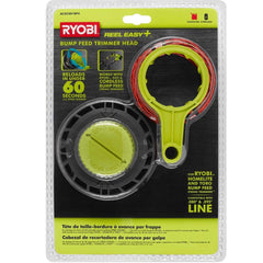 RYOBI Bump Feed String Head front view in black and orange