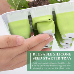 Ryscam green seed starter tray filled with soil and seeds
