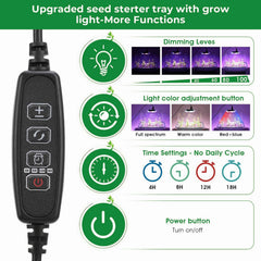 Ryscam grow lights set up over seed starter tray