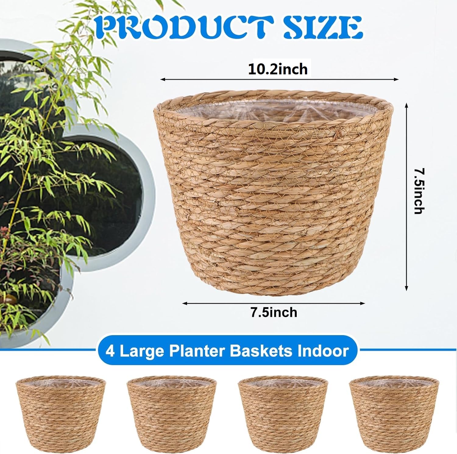 RZJSLSHANHAI seagrass planter basket with plant inside