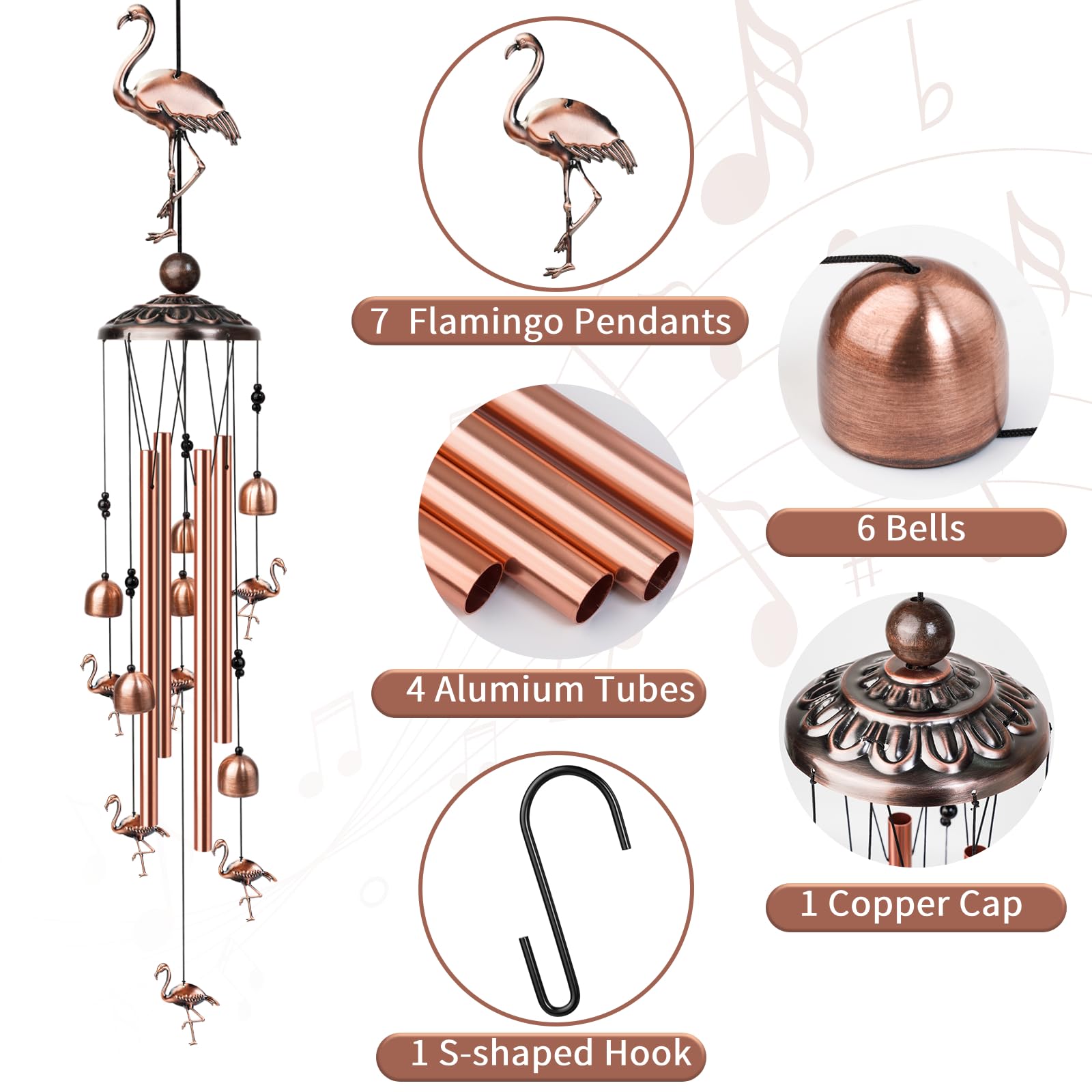 S-shaped hook included with Nowpis Flamingo Wind Chimes