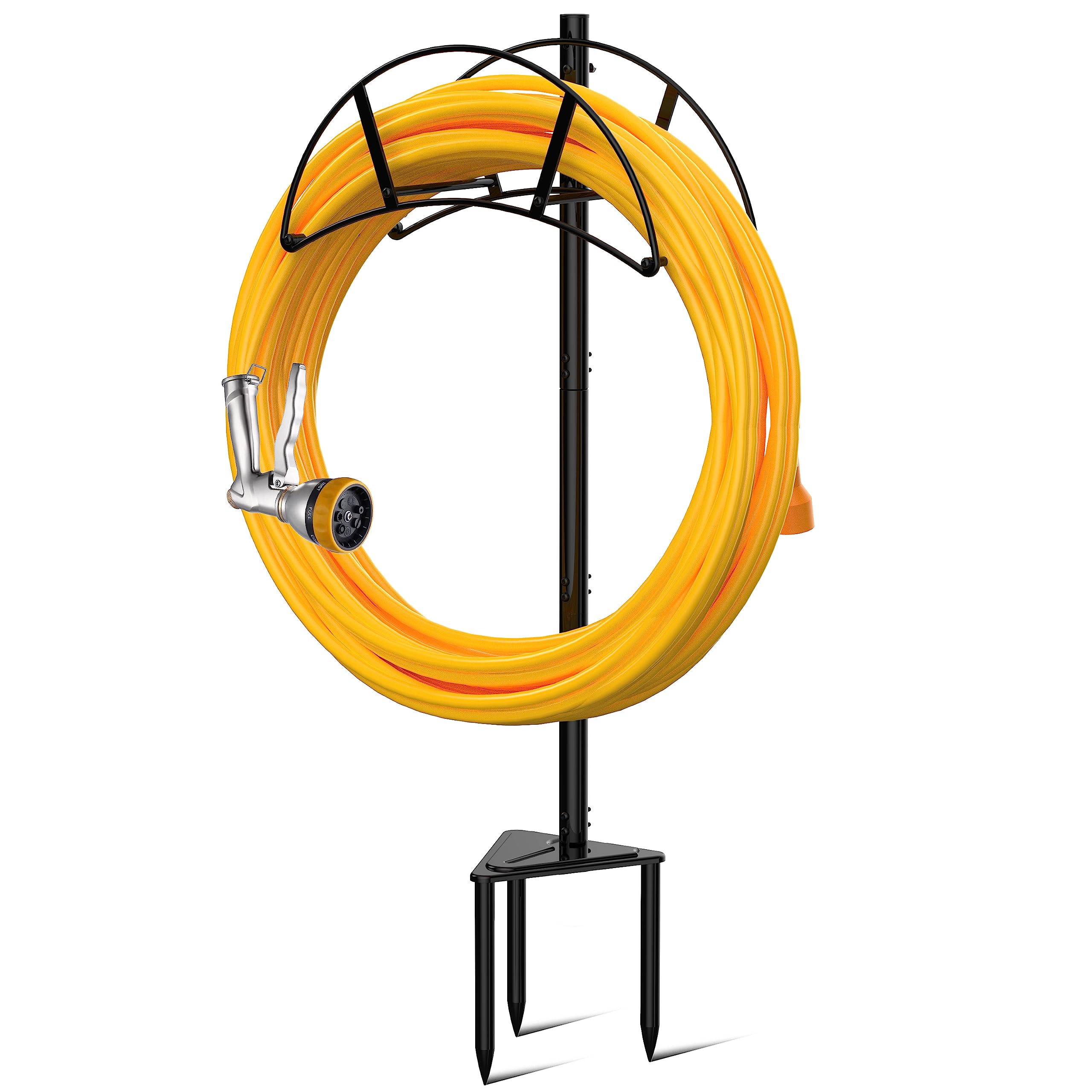 S SUCHEK Metal Garden Hose Holder Stake front view in black