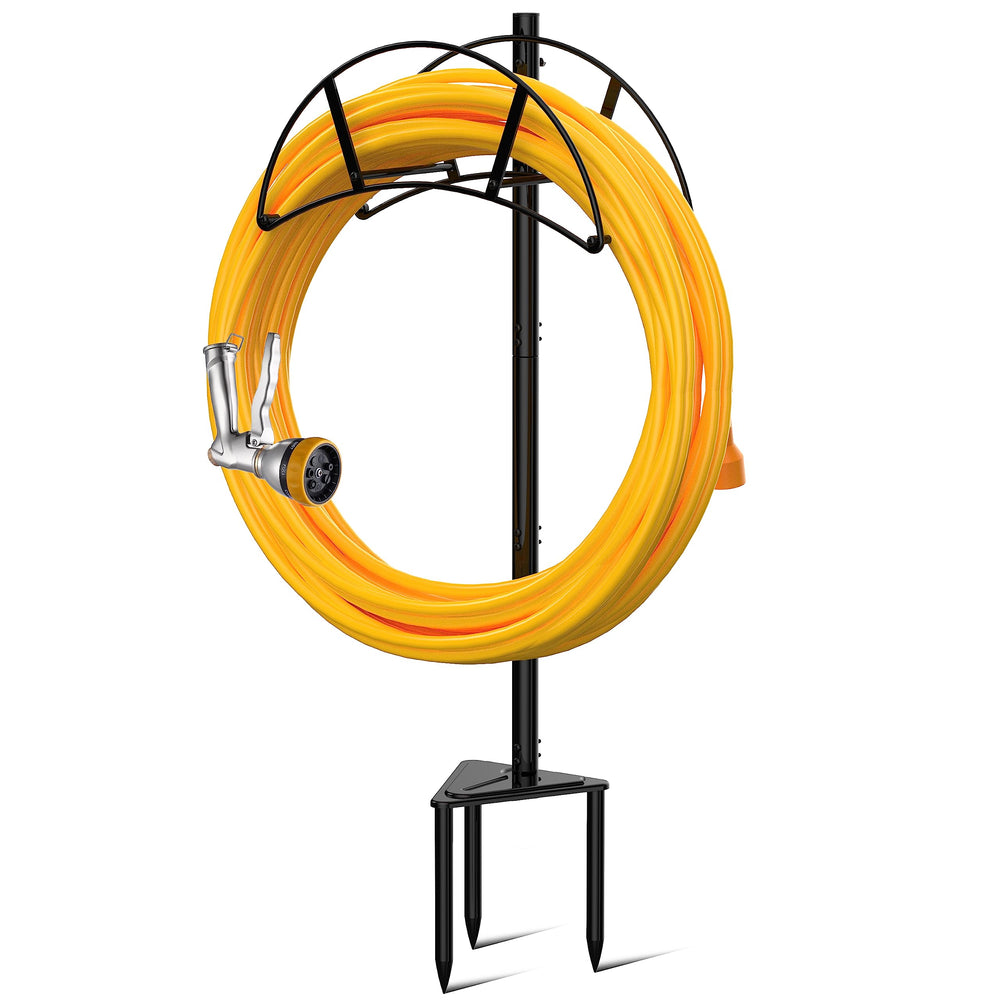 S SUCHEK Metal Garden Hose Holder Stake front view in black