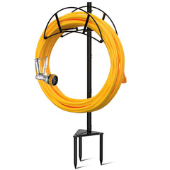 S SUCHEK Metal Garden Hose Holder Stake front view in black