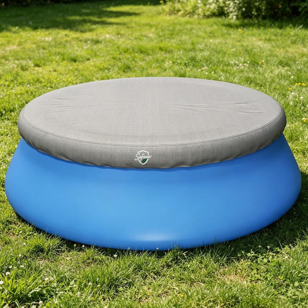 Safana 10ft Round Inflatable Pool Cover in gray, top view