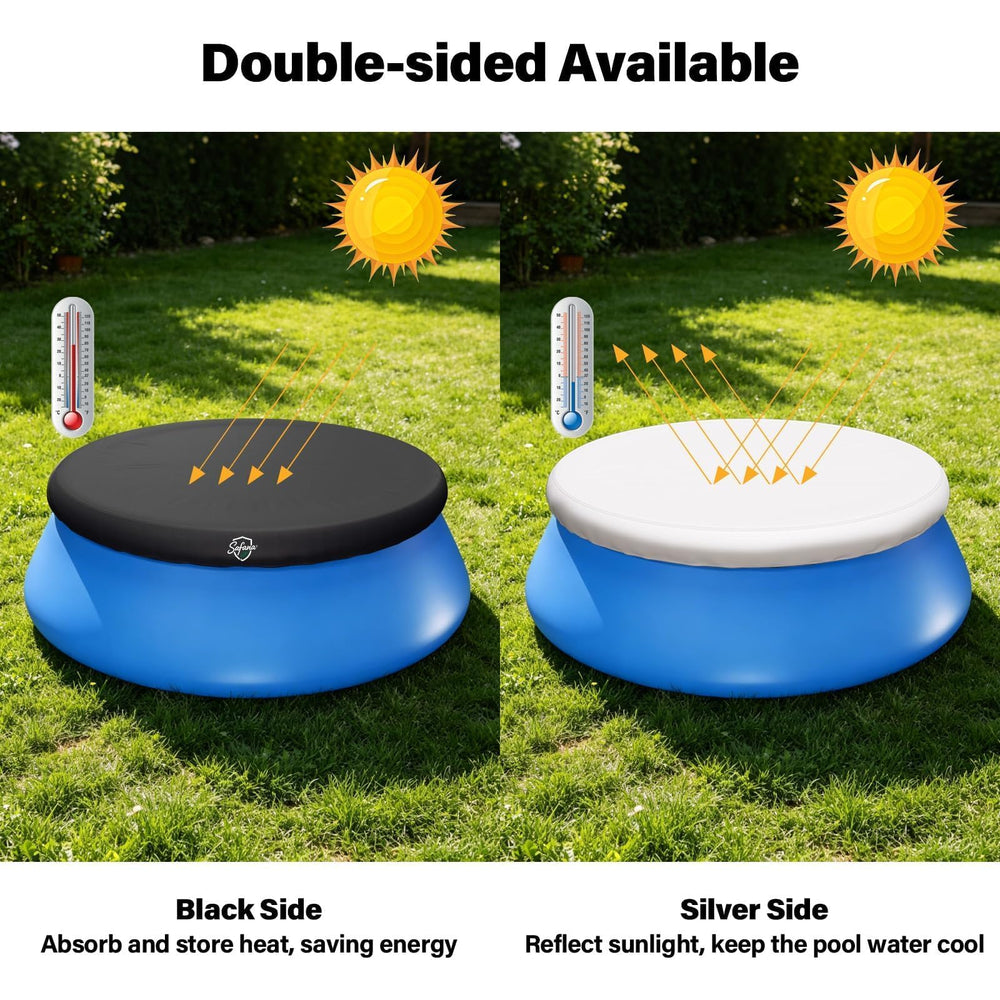 Safana 10ft Round Inflatable Pool Cover, silver coating detail