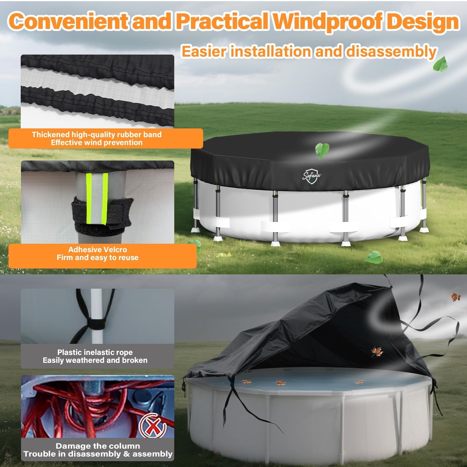 Safana 12FT pool cover displayed on a swimming pool
