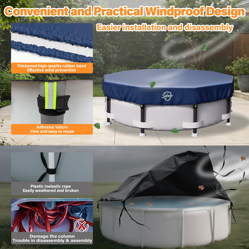 Safana 12FT Round Pool Cover protecting a pool from leaves