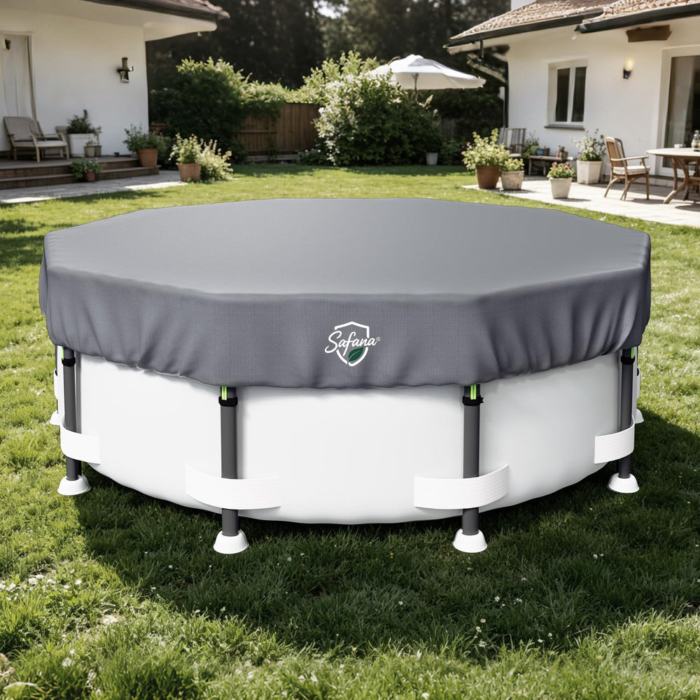 Safana 15FT Pool Cover gray front view with reflective material