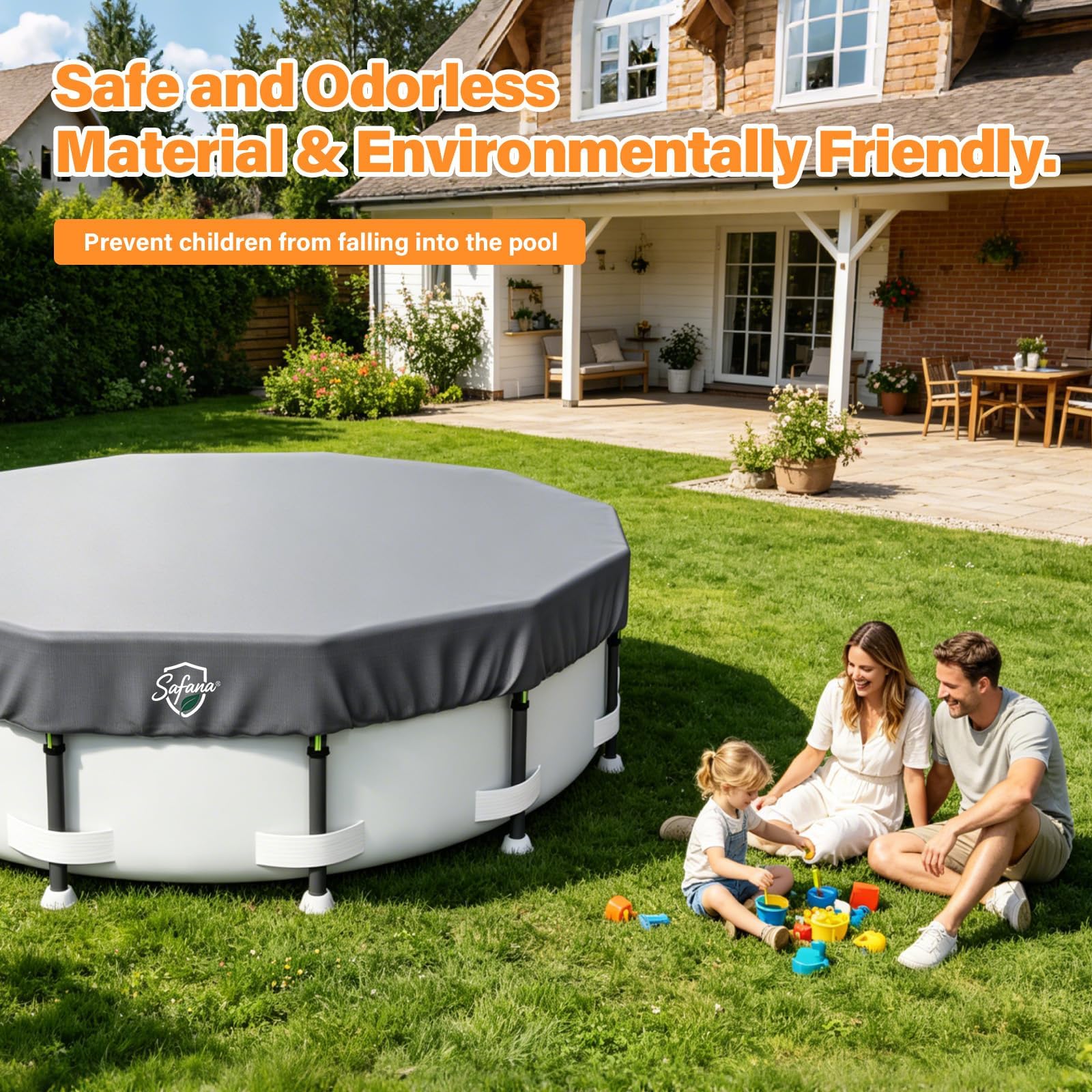Safana 15FT Pool Cover in gray colour against a blue pool