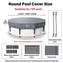 Safana 15FT Pool Cover showing windproof accessories set