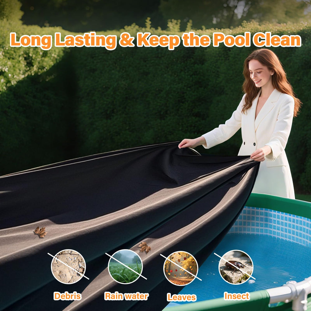 Safana 16FT Round Pool Cover rolled for easy storage