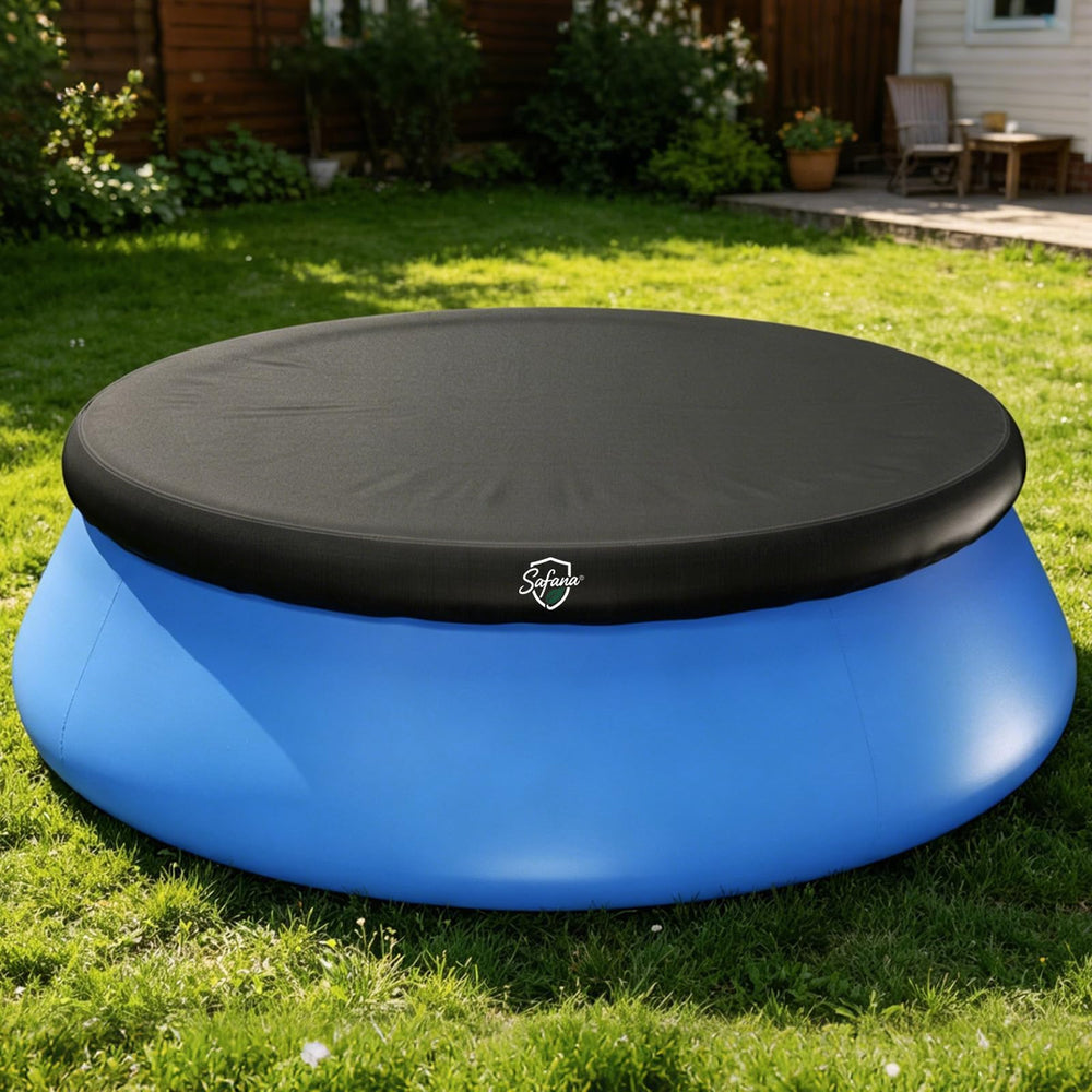 Safana 8ft round pool cover in use on inflatable pool