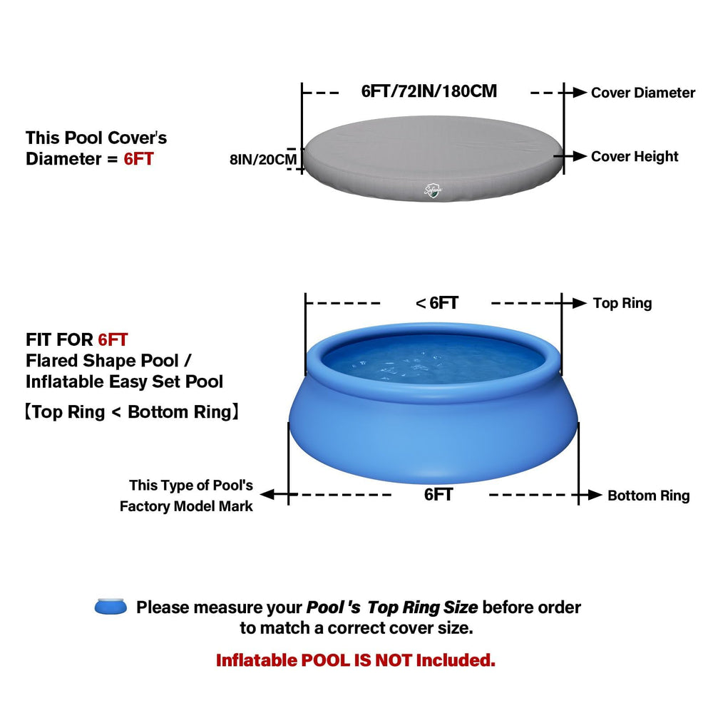 Safana inflatable pool cover showing elastic band design