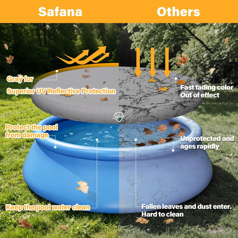Safana pool cover showing silver coating on the back