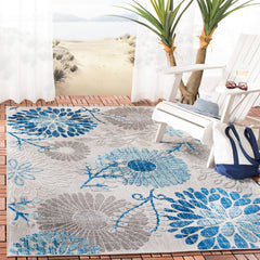 SAFAVIEH Cabana Outdoor Area Rug 3'x5' front view grey and blue