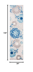 SAFAVIEH Cabana Outdoor Runner Rug close-up of the grey and blue design