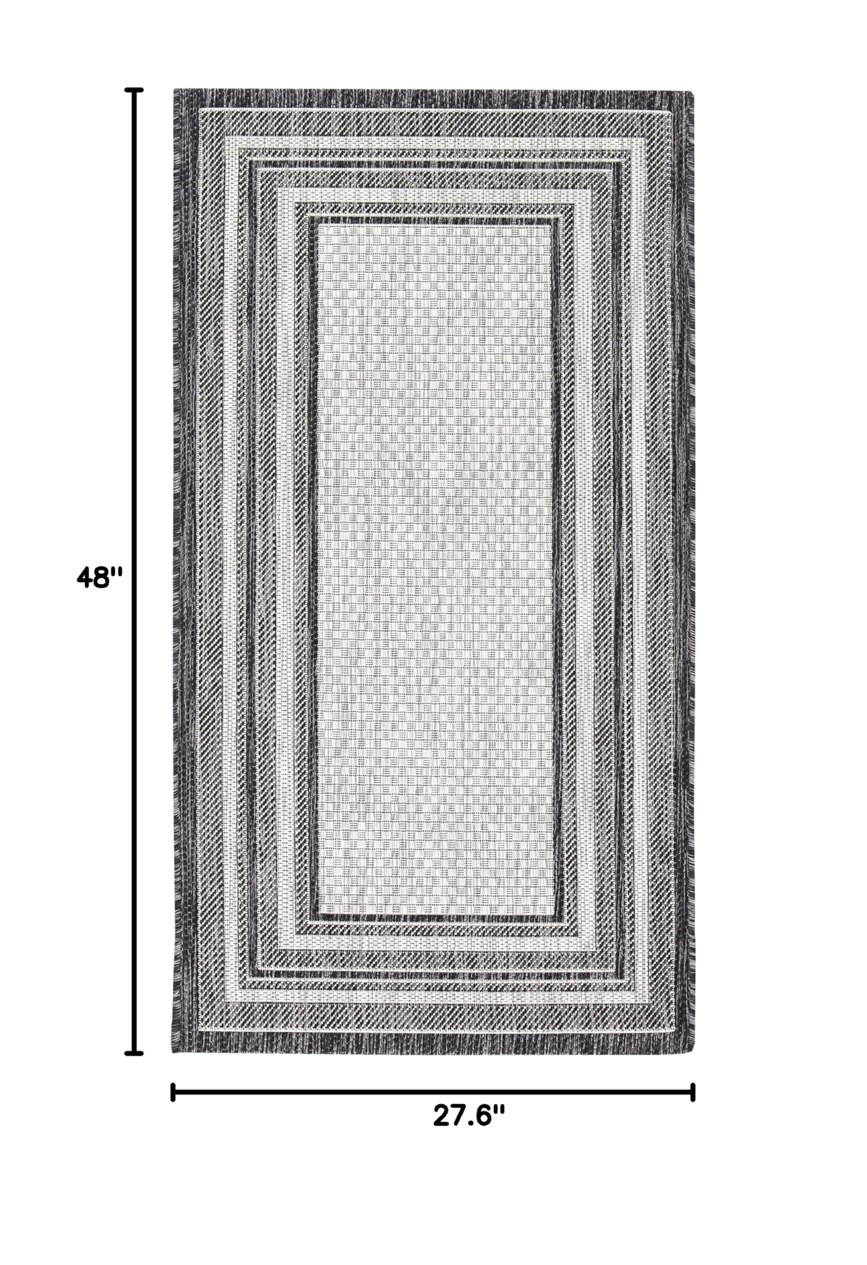 SAFAVIEH Courtyard Outdoor Accent Rug 2'3"x4' light grey black border