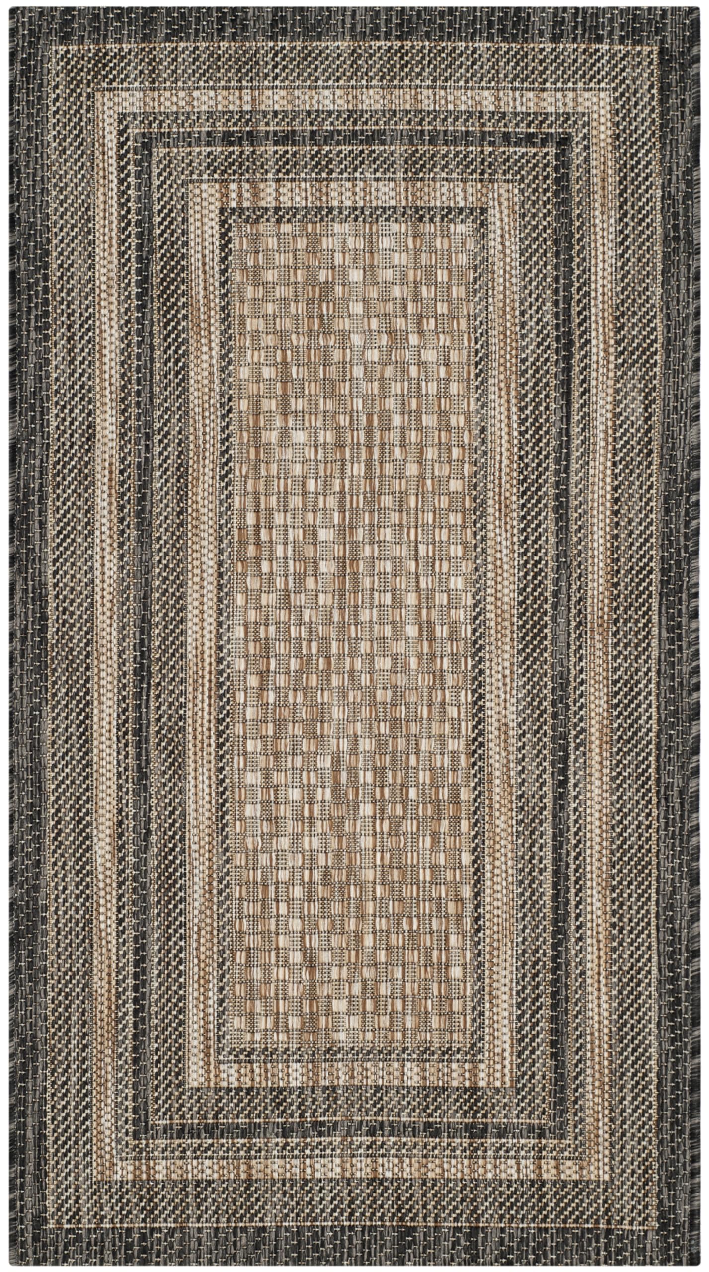 SAFAVIEH Courtyard Outdoor Rug 2'3" x 4' showing the black border