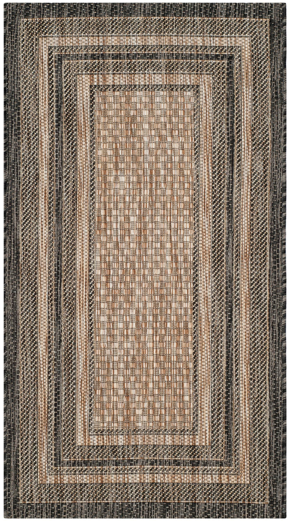 SAFAVIEH Courtyard Outdoor Rug 2'3" x 4' showing the black border