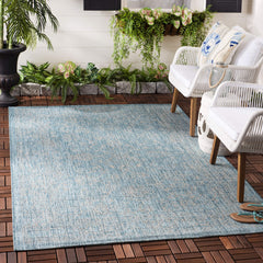 SAFAVIEH Outdoor Rug Aqua/Grey 2'7" x 5' front view