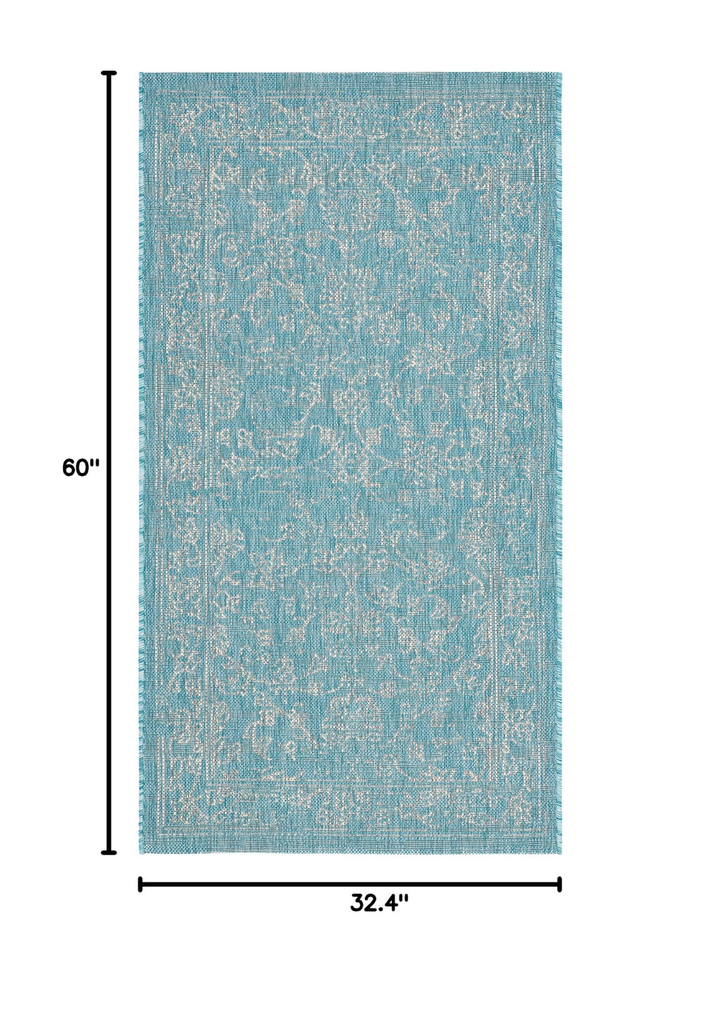 SAFAVIEH Outdoor Rug Aqua/Grey 2'7" x 5' side view