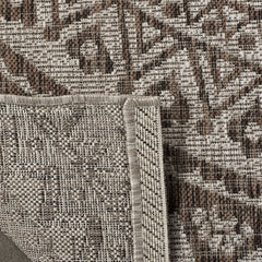 SAFAVIEH Washable Outdoor Rug 3' Square Light Beige and Light Brown front view