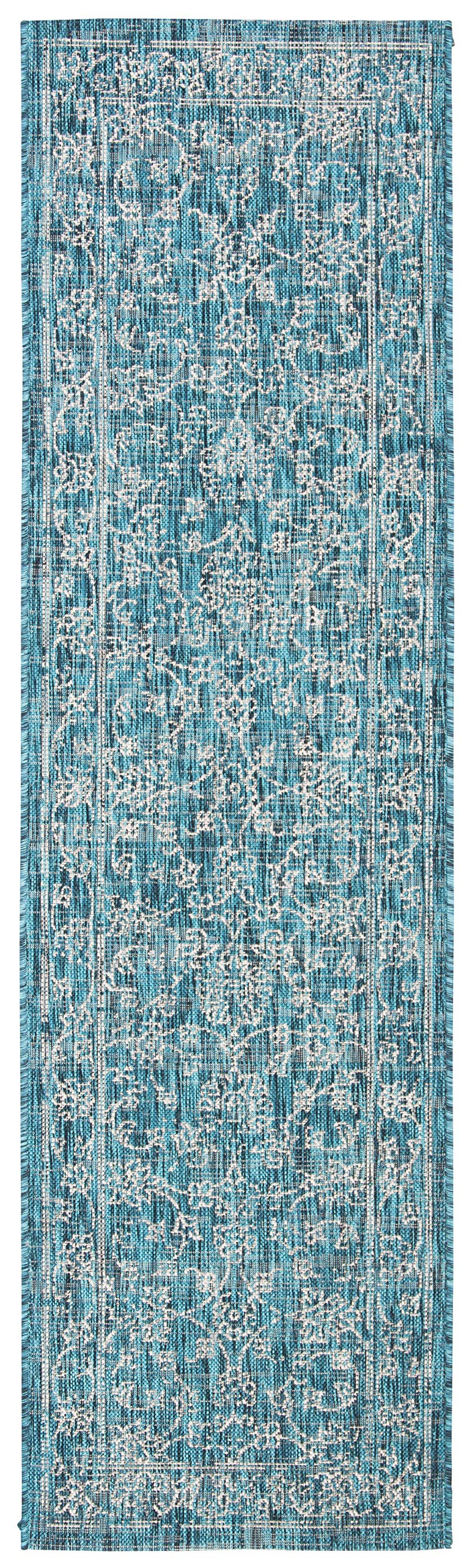 SAFAVIEH Washable Outdoor Rug turquoise in outdoor setting