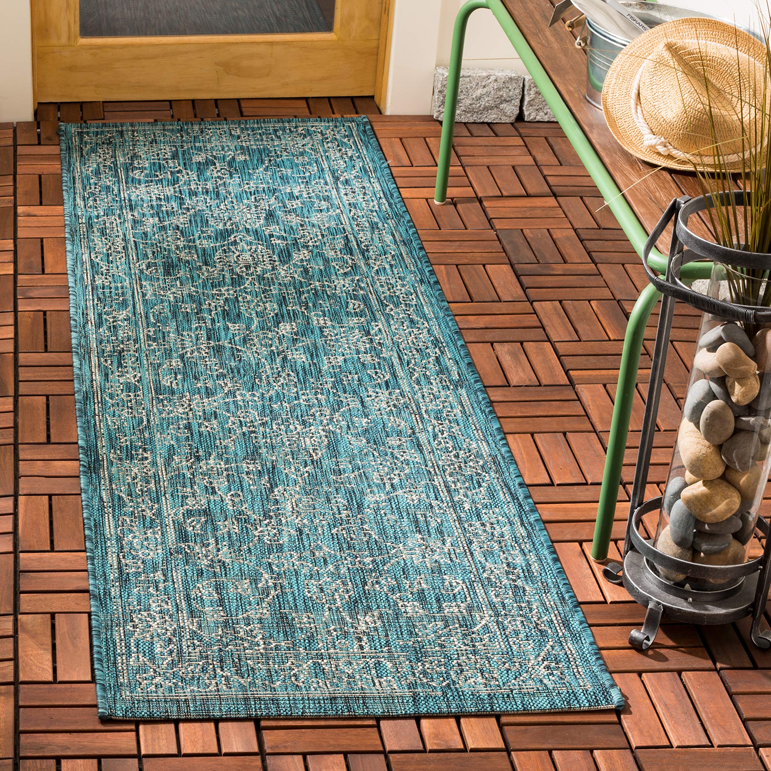 SAFAVIEH Washable Outdoor Rug turquoise packaging