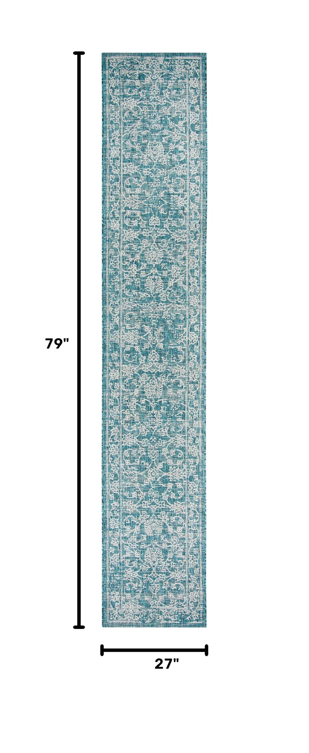 SAFAVIEH Washable Outdoor Rug turquoise side view