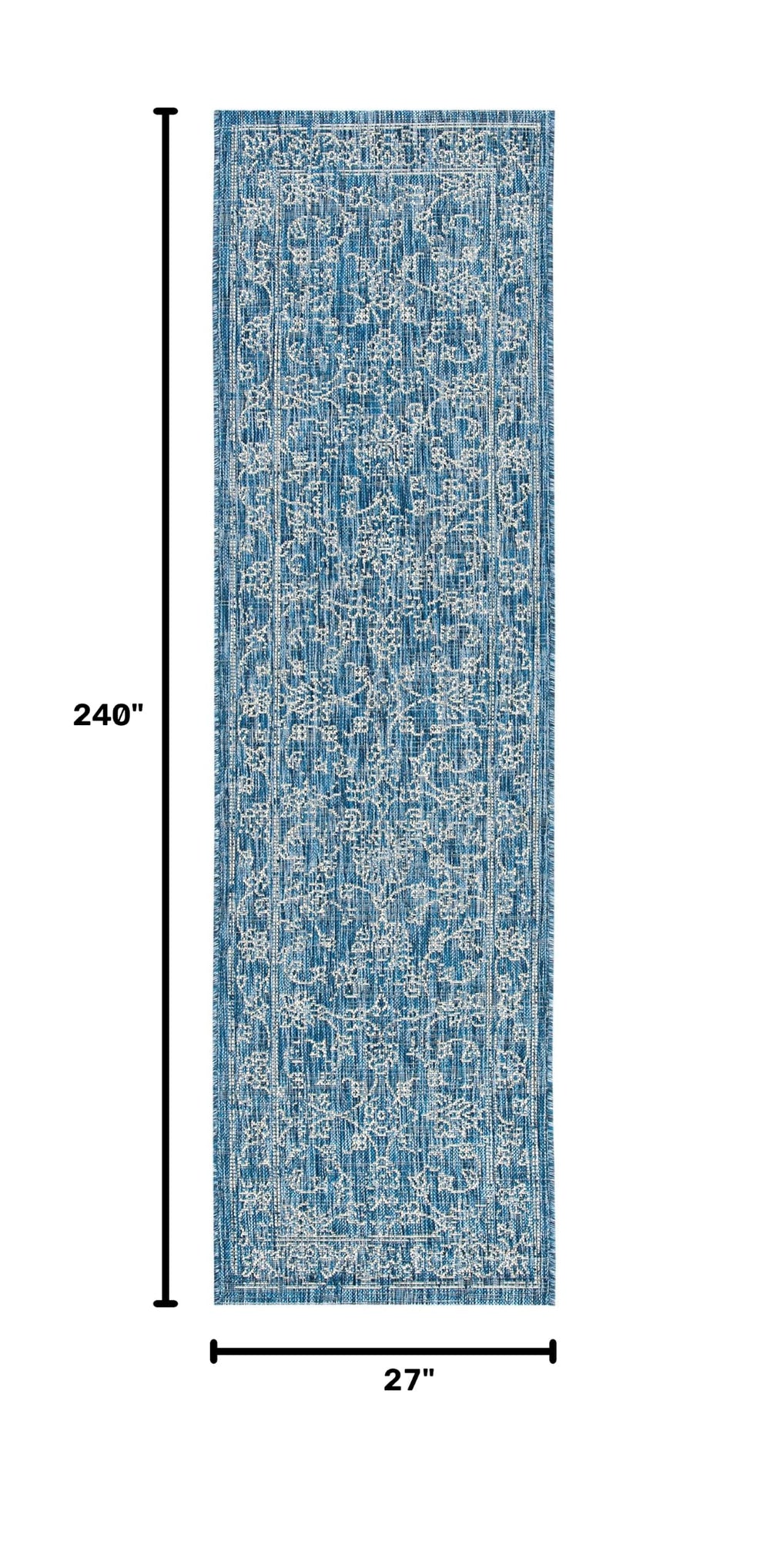 SAFAVIEH Washable Outdoor Runner Rug Navy/Ivory side view