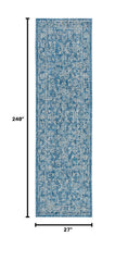 SAFAVIEH Washable Outdoor Runner Rug Navy/Ivory side view