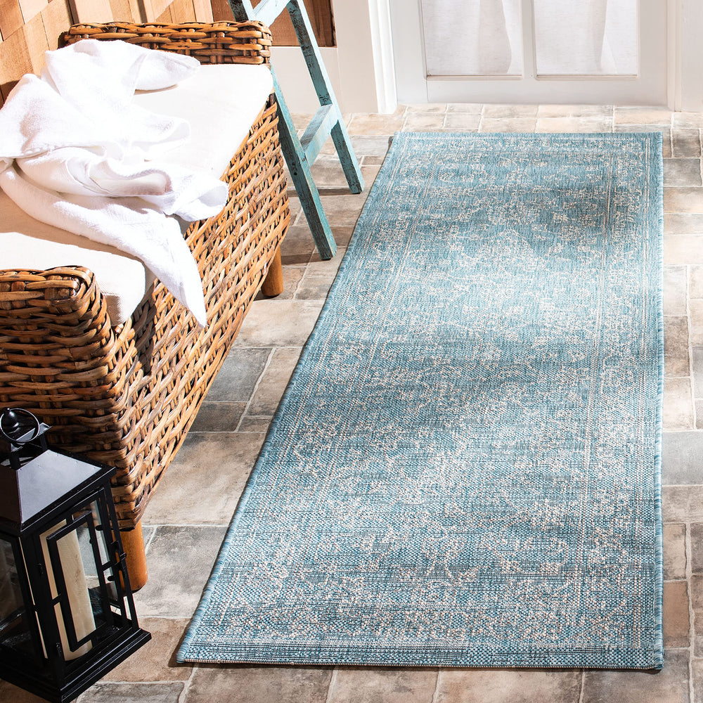 SAFAVIEH Washable Rug showing Aqua and Grey design