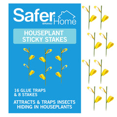 Safer Houseplant Sticky Stake insect traps with yellow sticky surface