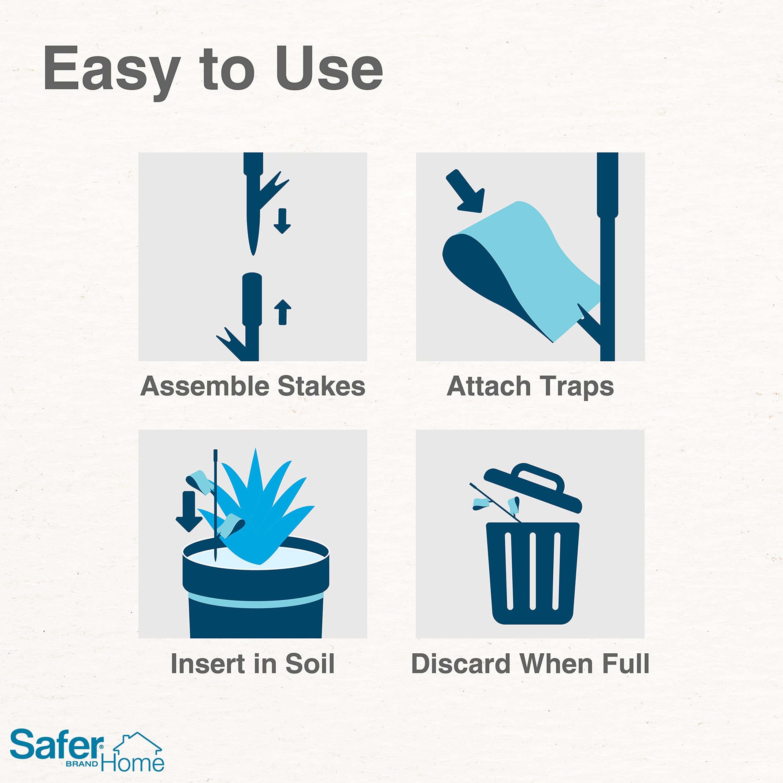 Safer Houseplant Sticky Stakes alongside various houseplants
