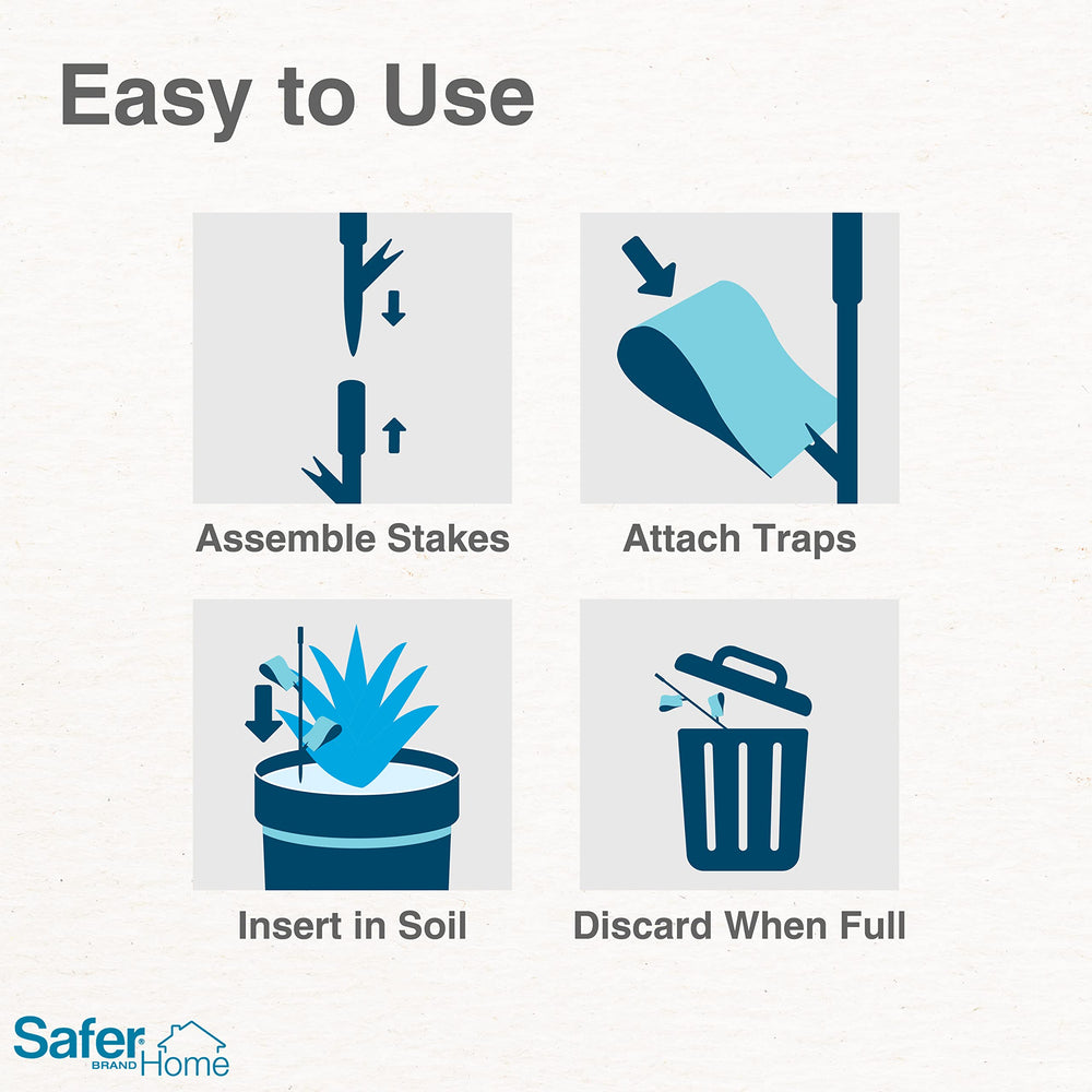 Safer Houseplant Sticky Stakes alongside various houseplants