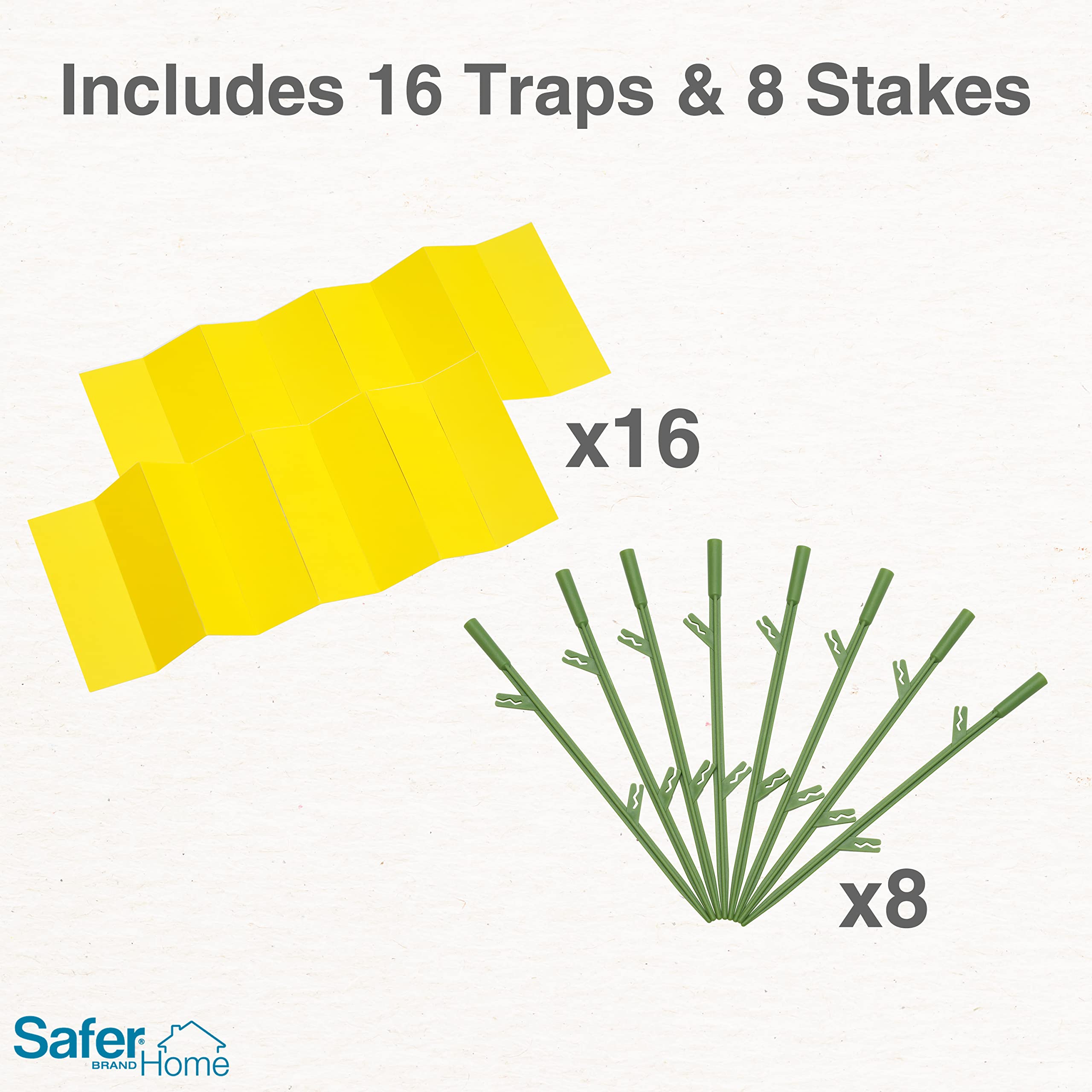 Safer Houseplant Sticky Stakes with background of indoor garden