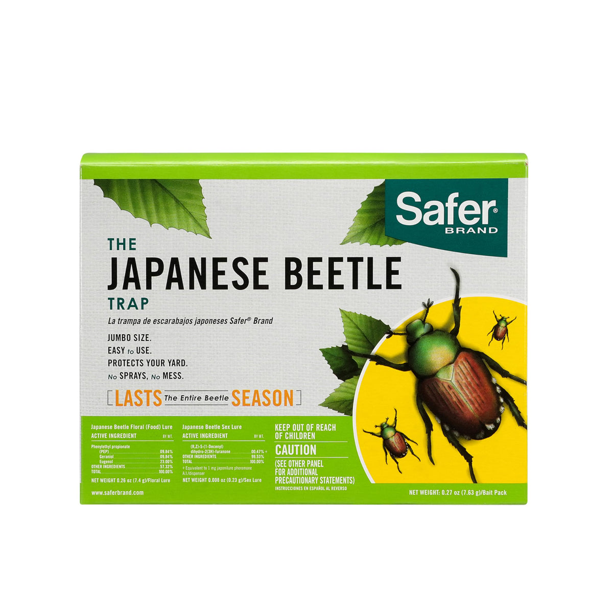 Safer Japanese Beetle Trap with lure and jumbo bags front view