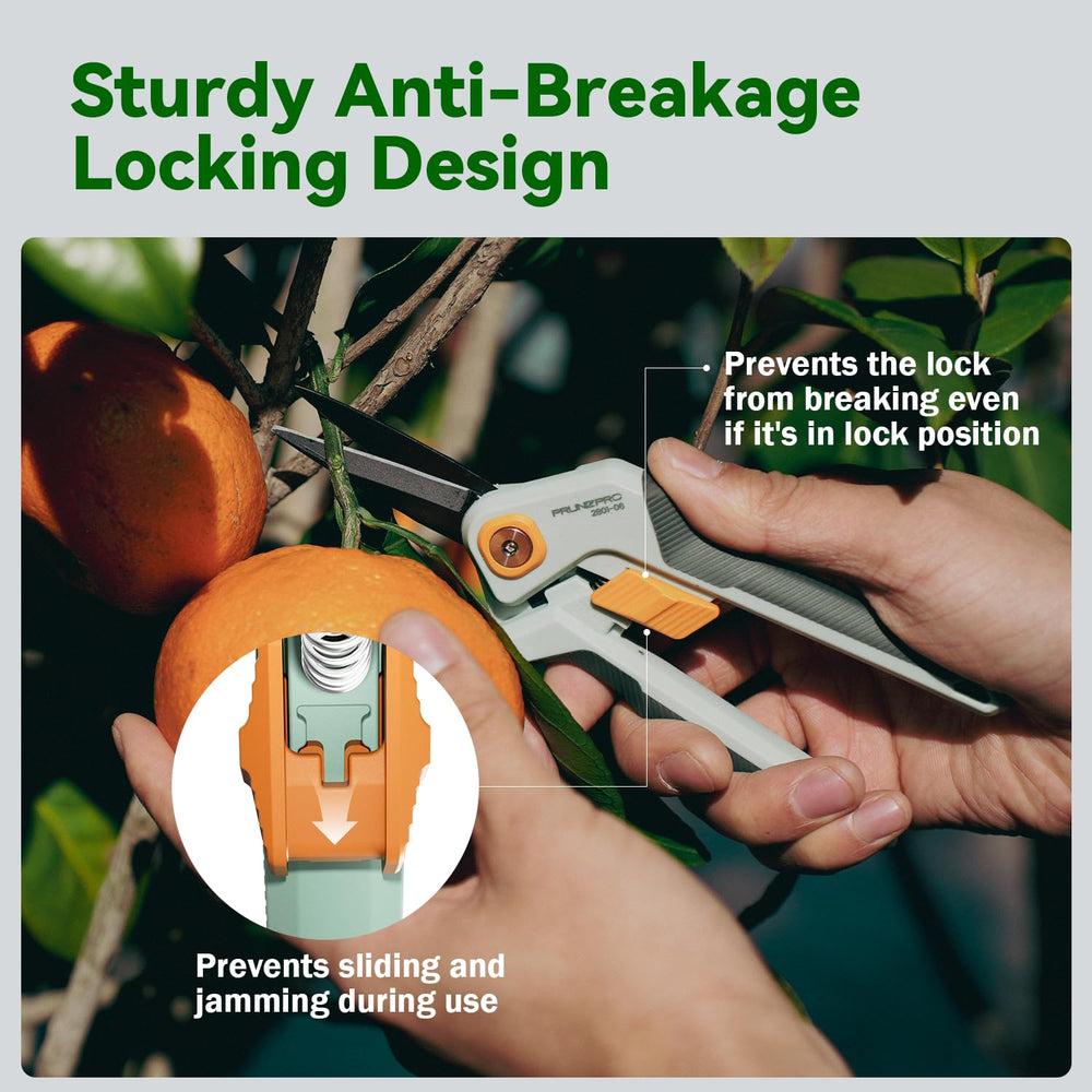 Safety lock mechanism on PrunePro pruning shears