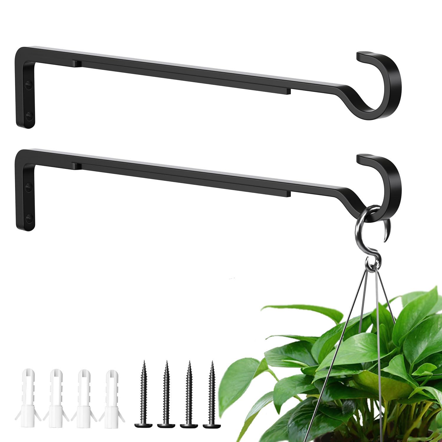 saffruff 14 Inch Plant Hooks, black iron construction