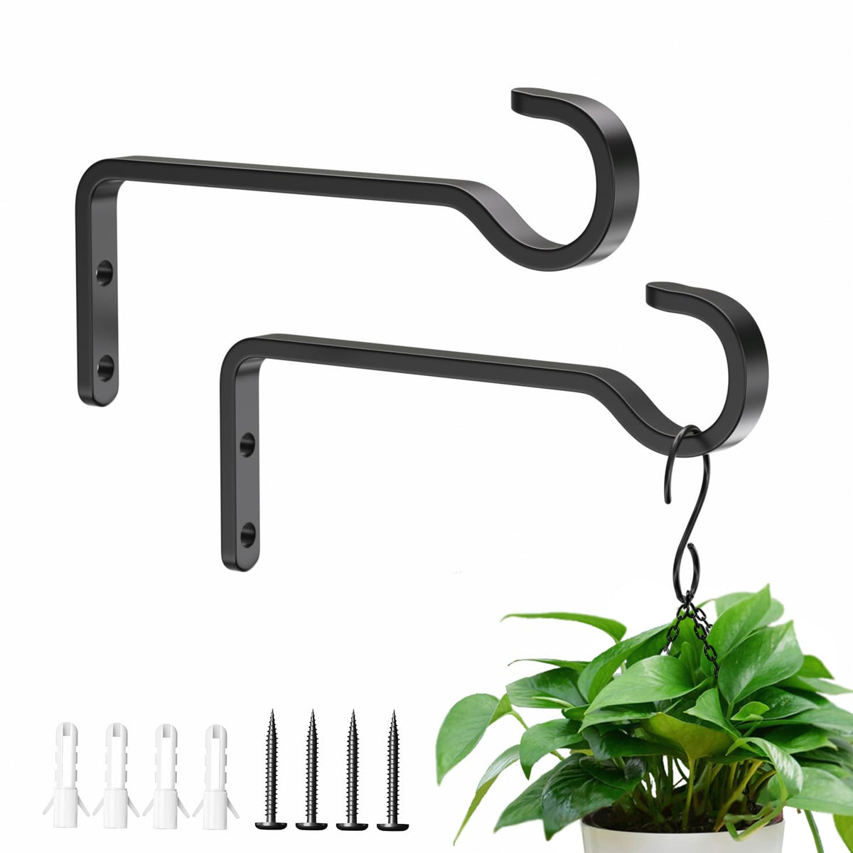 saffruff 2-Pack plant hangers in black, front view