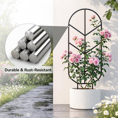 Saffruff 30'' metal plant trellis placed in a decorative pot