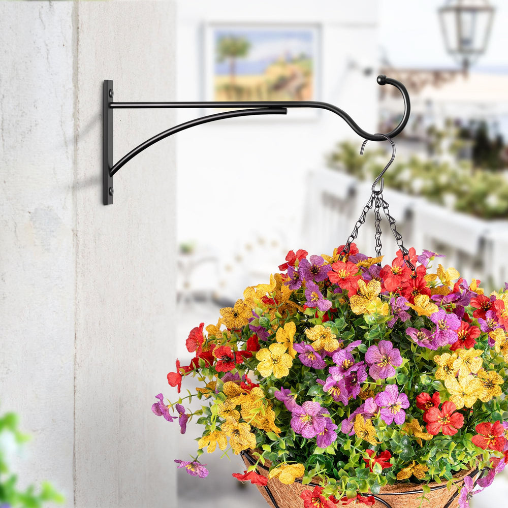 saffruff plant hanger hook installed on wooden fence with hanging plants