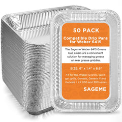 Sageme 50 pack of aluminum drip pans for Weber grills