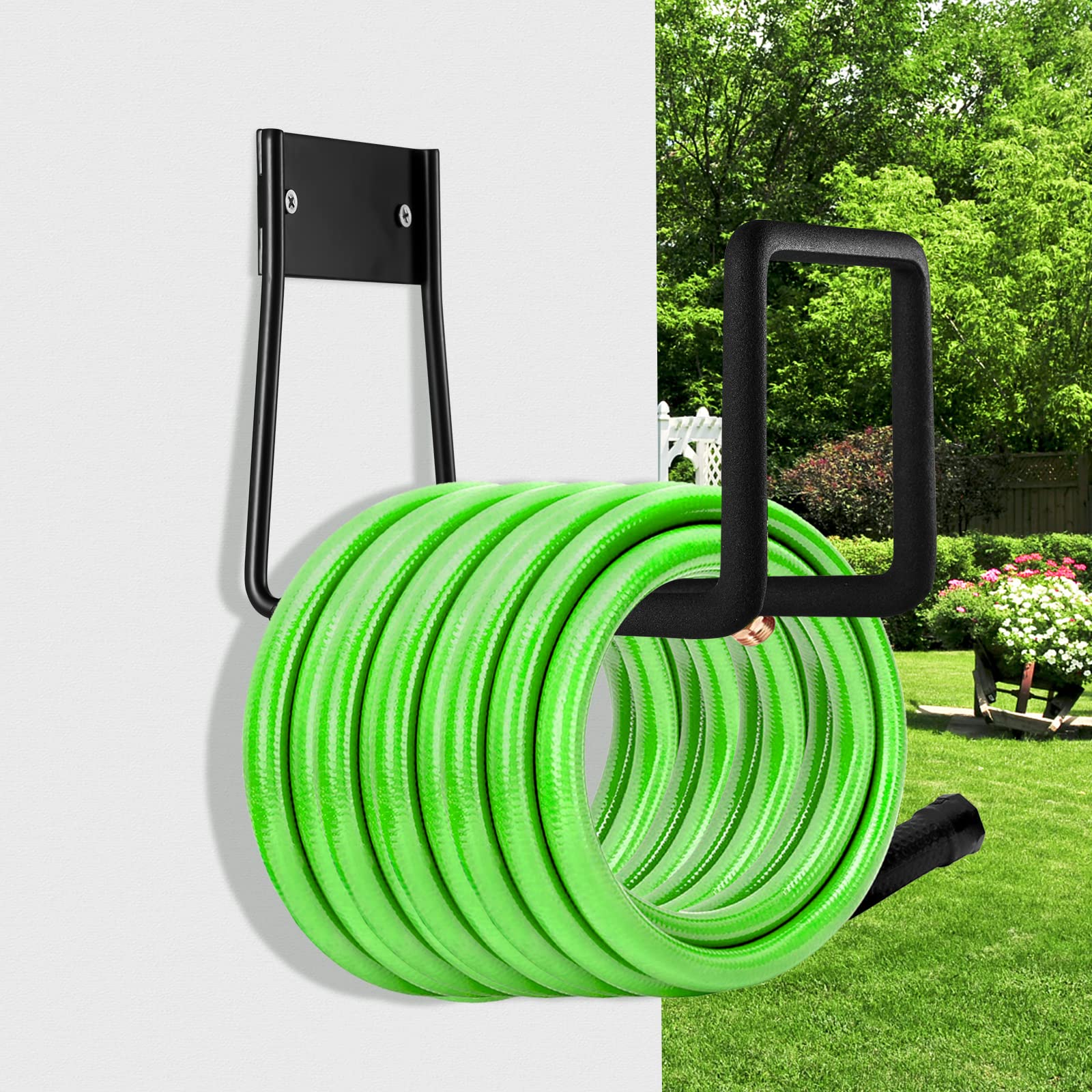Sageme Hose Holder organized with hose neatly coiled