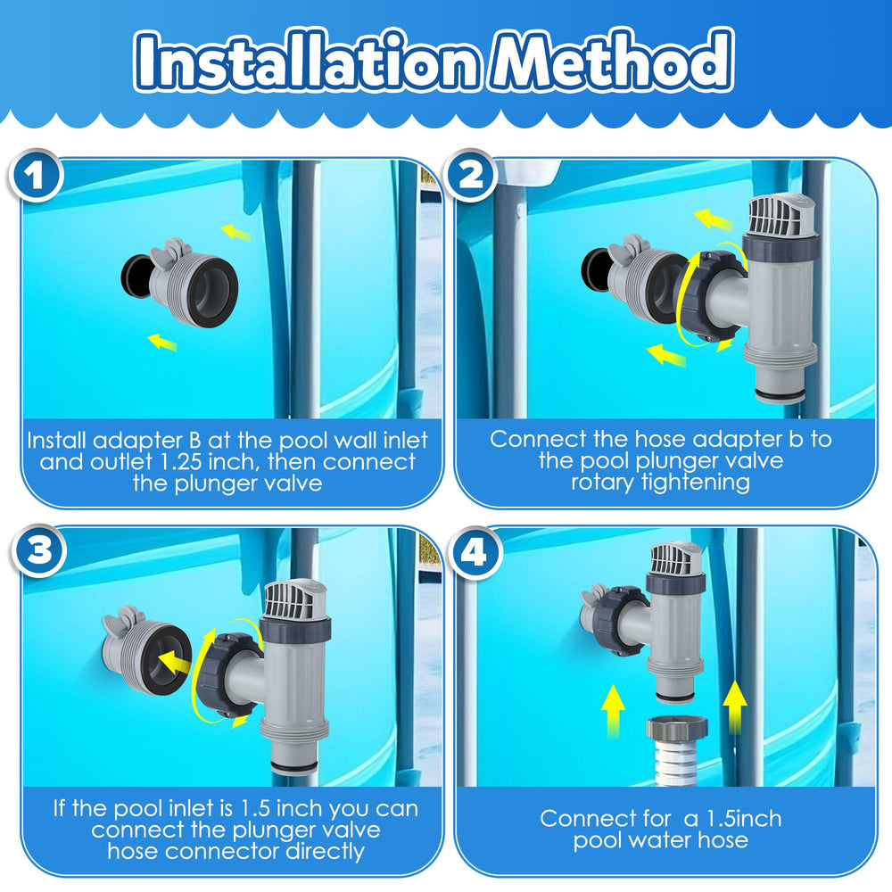 Saillong Pool Plunger Valve set dimensions 6.3 inches x 2 inches
