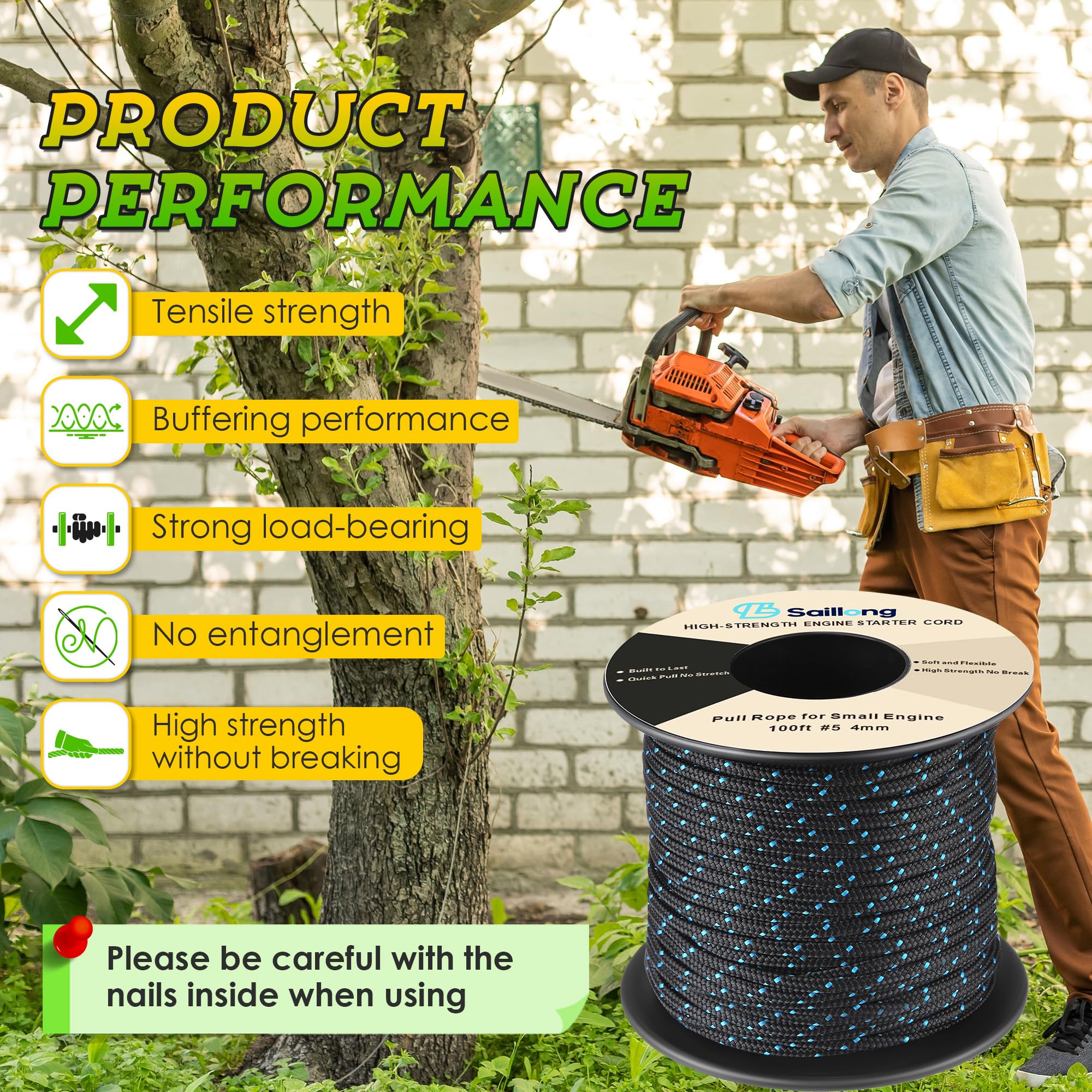 Saillong pull cord with handles for easy grip
