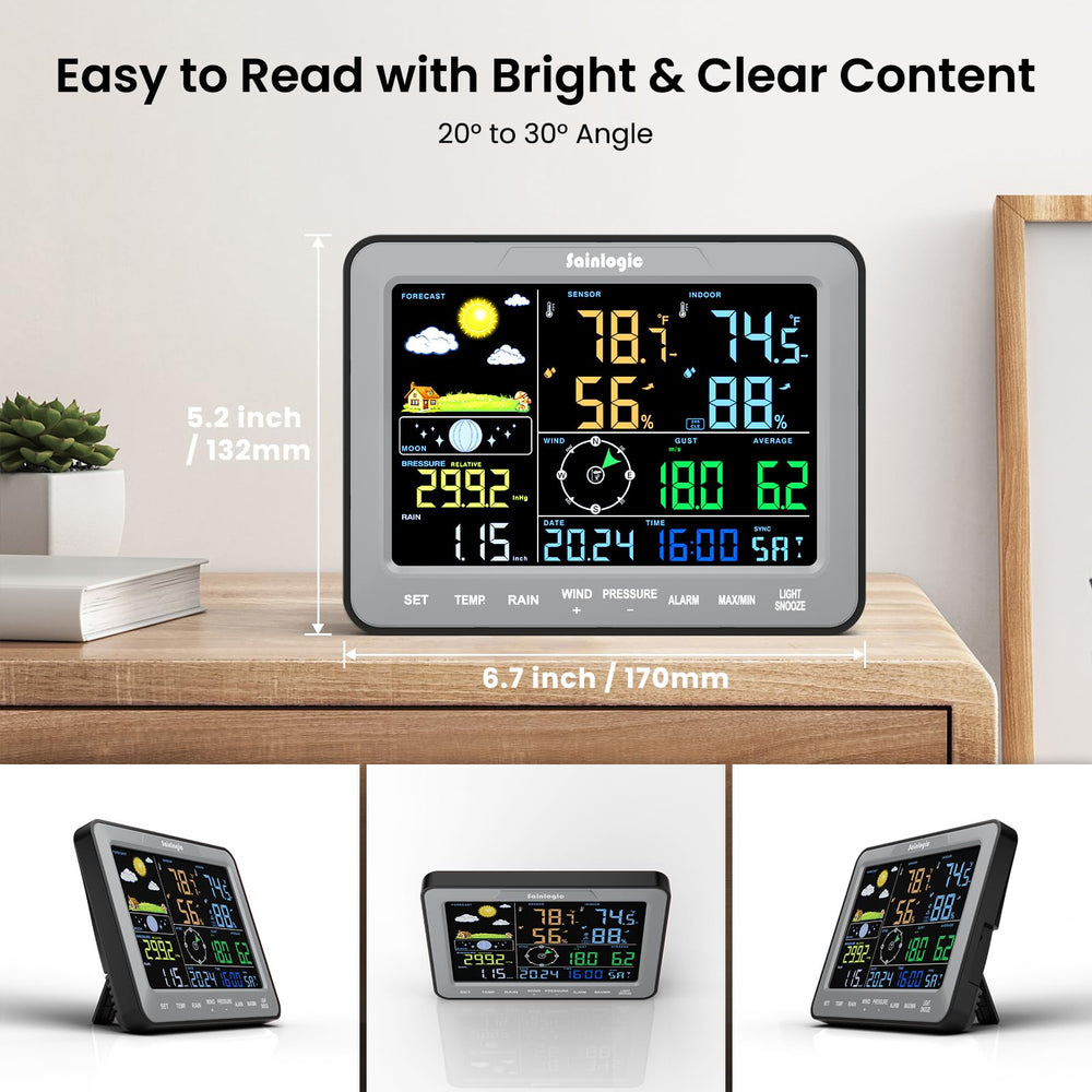 sainlogic SA68 Weather Station display console with weather data