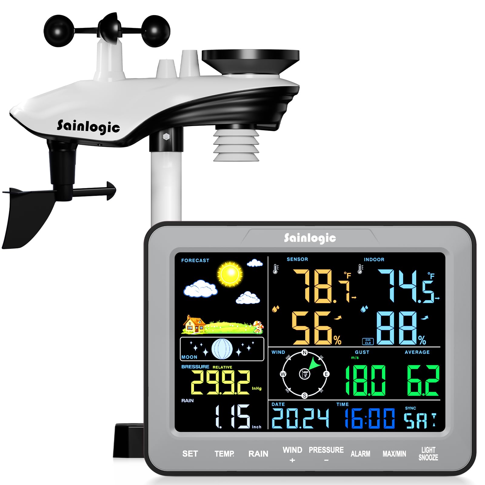 sainlogic SA68 Weather Station grey model front view