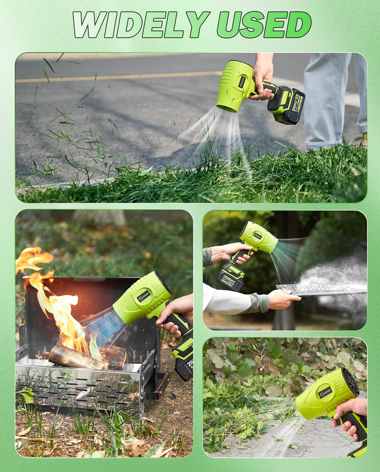 Saker Cordless Leaf Blower in use outdoors
